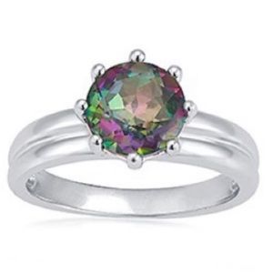 Mystic Topaz & Sterling Silver Solitaire Ring